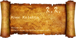 Kner Koletta névjegykártya